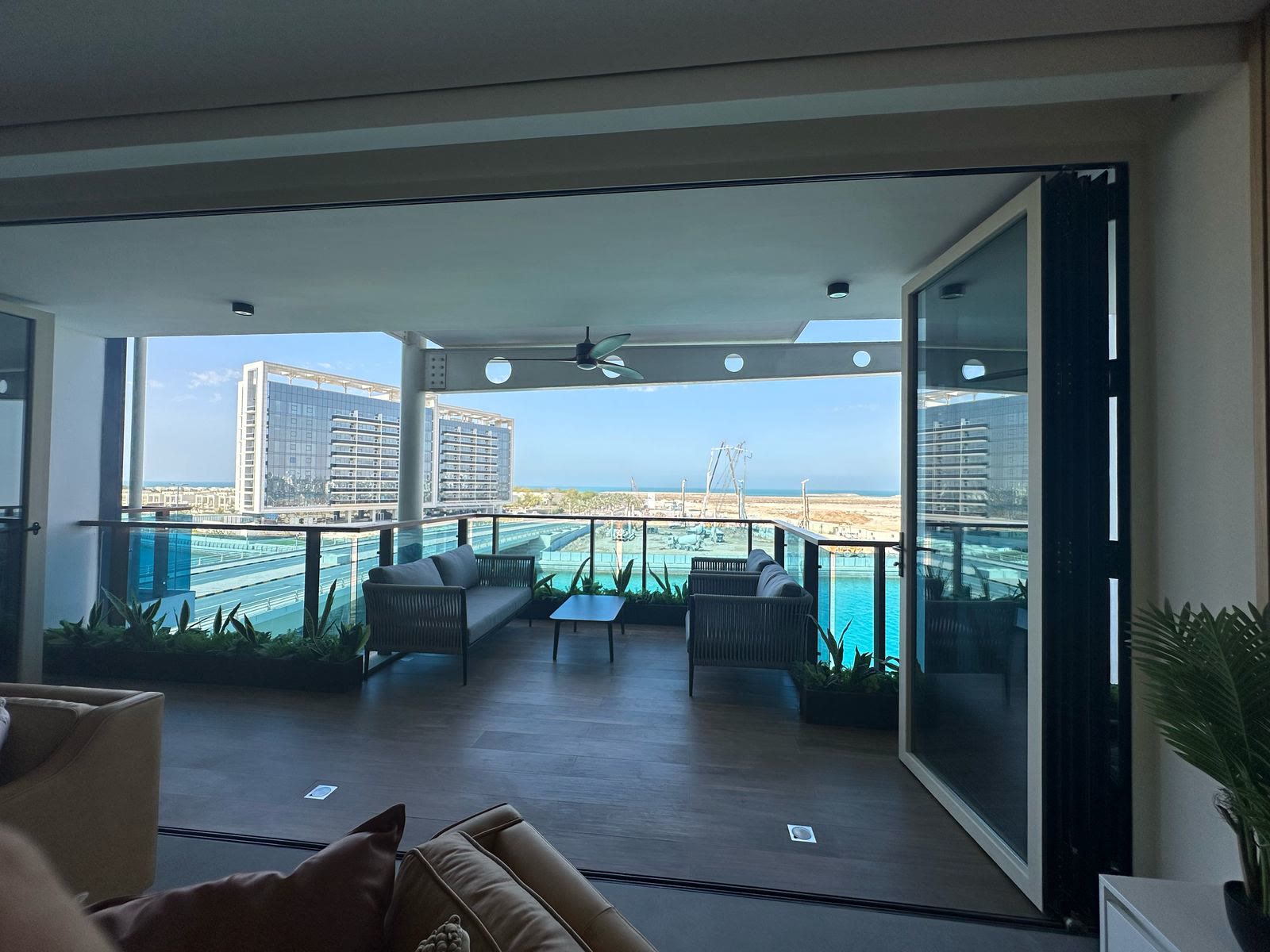 Completed furnished lagoon-facing balcony