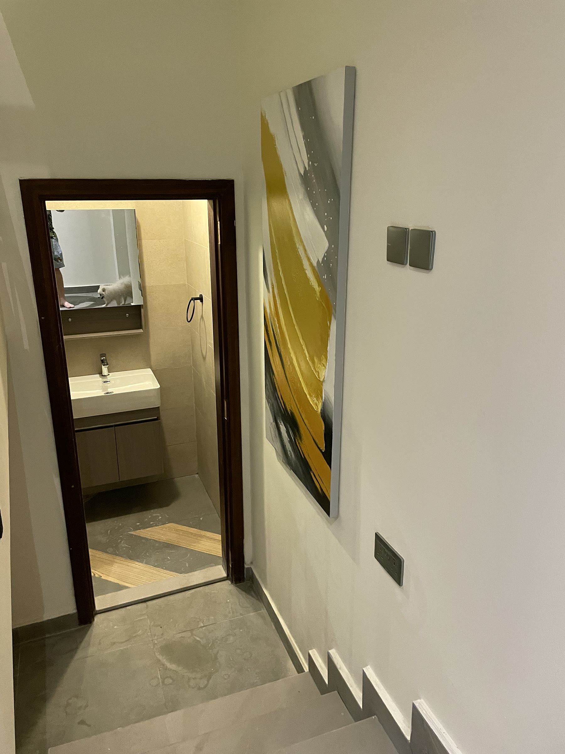 First-floor Hallway after the Al Hamra Village townhouse renovation and landscaping
