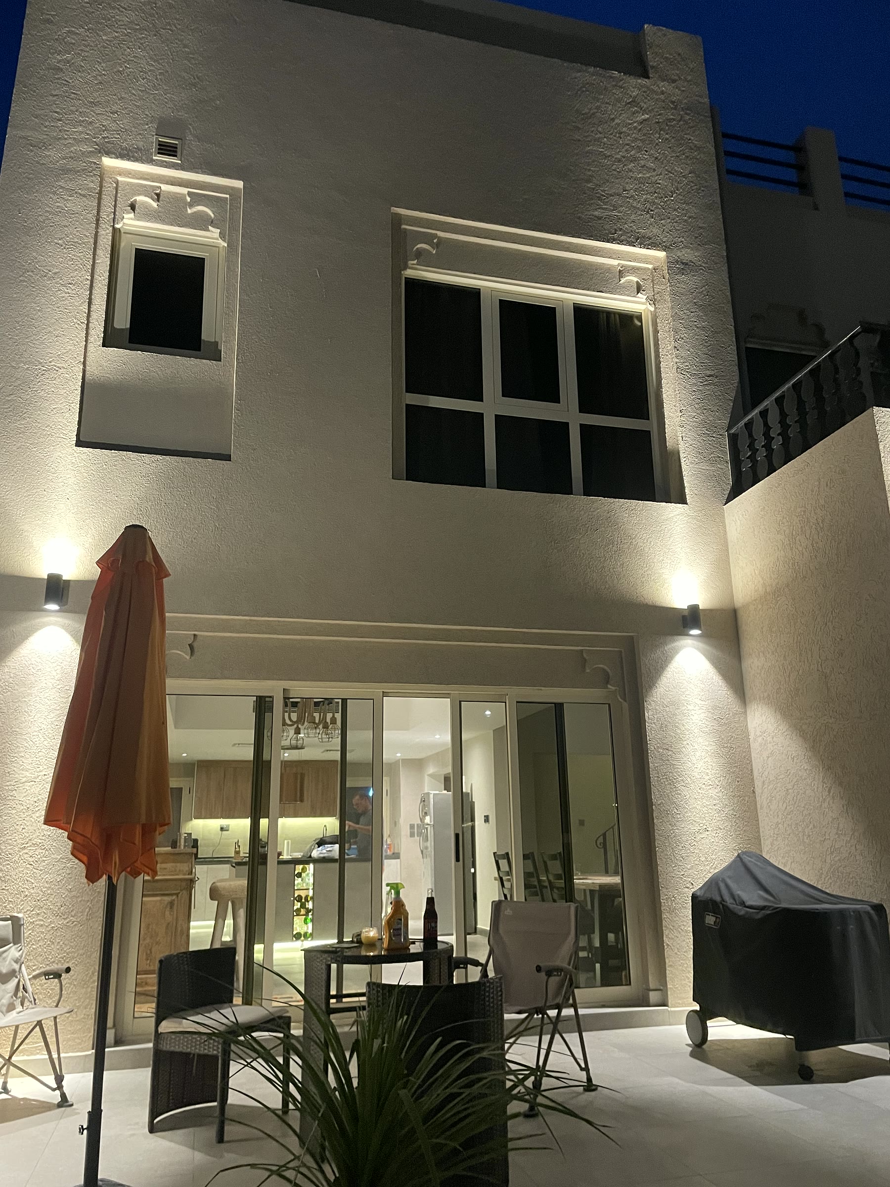 Rear Exterior · Evening after the Al Hamra Village townhouse renovation and landscaping