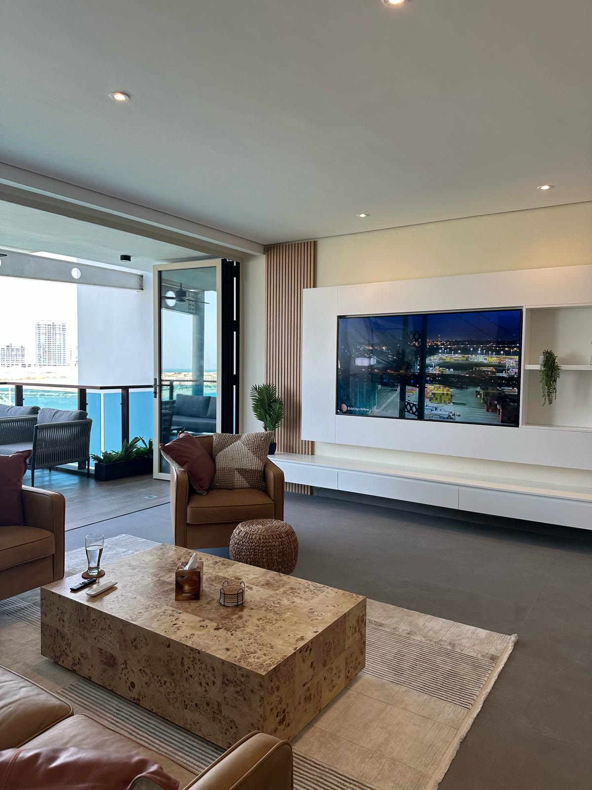 Portrait view of the completed furnished living room